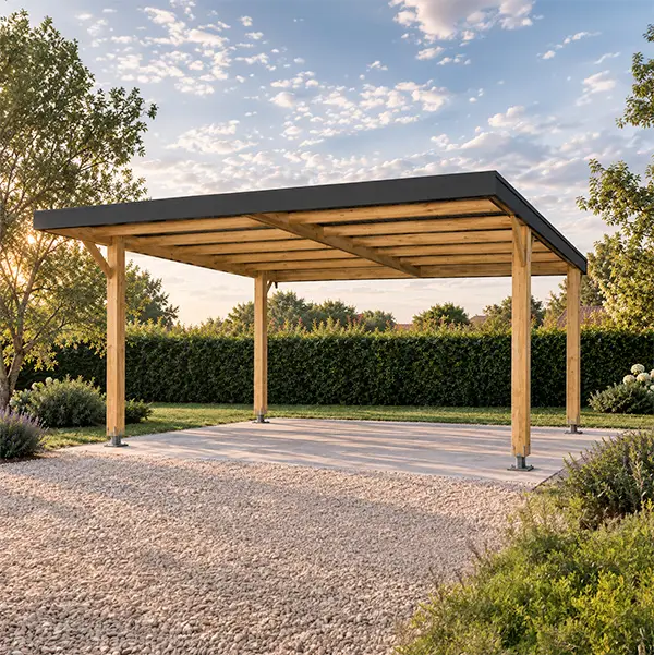 carport double en bois 6x6m avec couverture