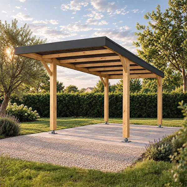 carport simple en bois 3x6m avec couverture